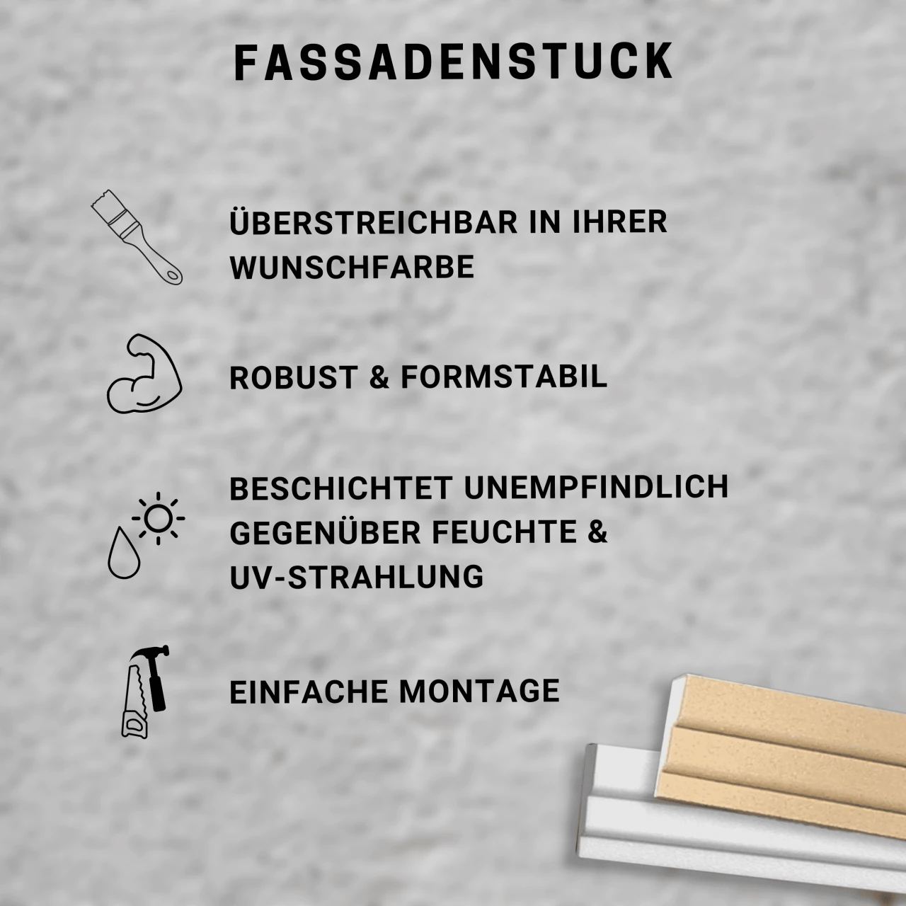 Wiesemann | Fassadenprofil "FP24-b" | Fassadenstuck | 30 X 140 X 2000 Mm | Außenstuck | Beschichtet 9 Wiesemann | Fassadenprofil "FP24-b" | Fassadenstuck | 30 X 140 X 2000 Mm | Außenstuck | Beschichtet – Bild 7