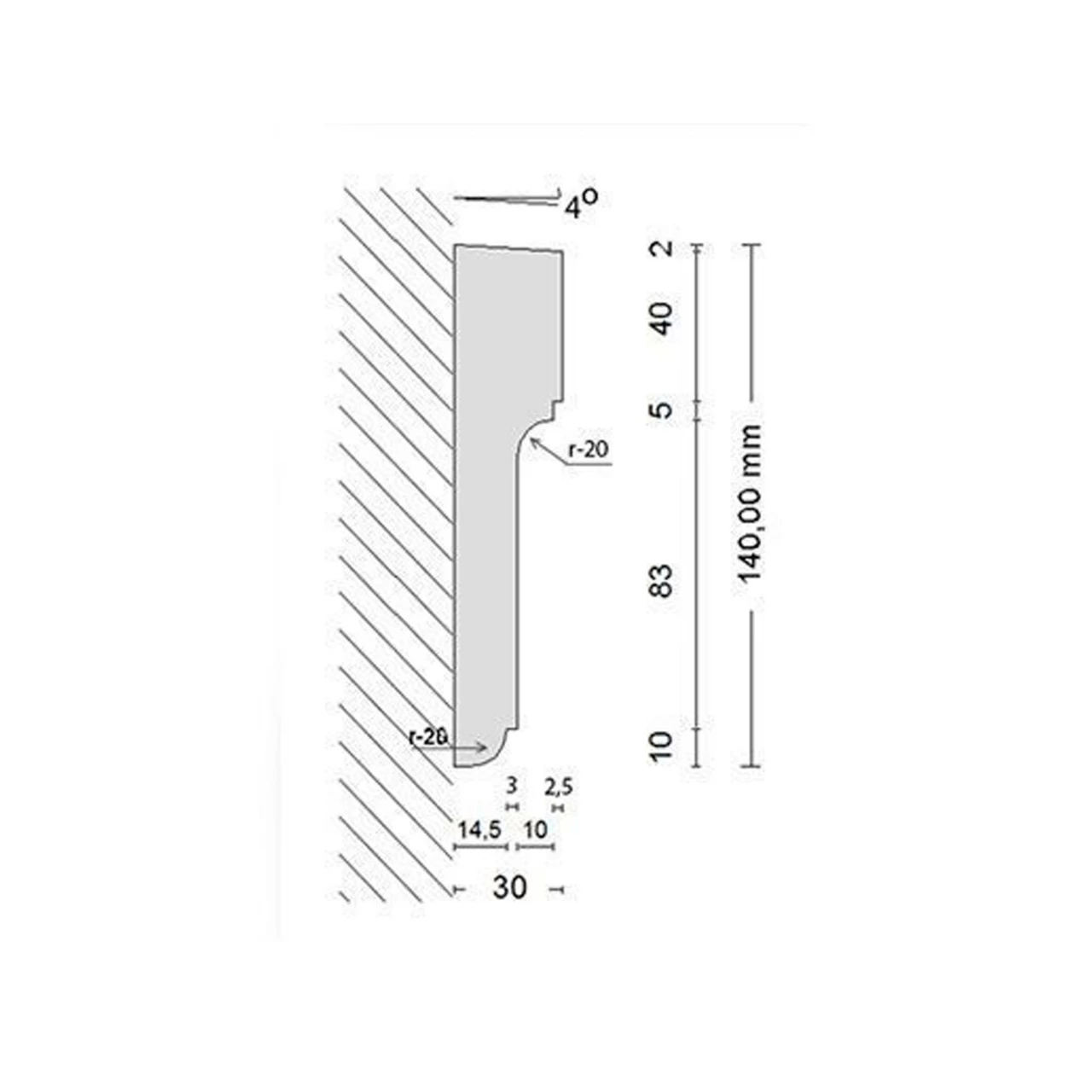 Wiesemann | Fassadenprofil "FP24-b" | Fassadenstuck | 30 X 140 X 2000 Mm | Außenstuck | Beschichtet 4 Wiesemann | Fassadenprofil "FP24-b" | Fassadenstuck | 30 X 140 X 2000 Mm | Außenstuck | Beschichtet – Bild 2