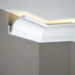 PROVISTON | Vorhangleiste "NE161" | 92 X 83 X 2000 Mm | Weiß | Stuckleiste | Deckenleiste | Modern