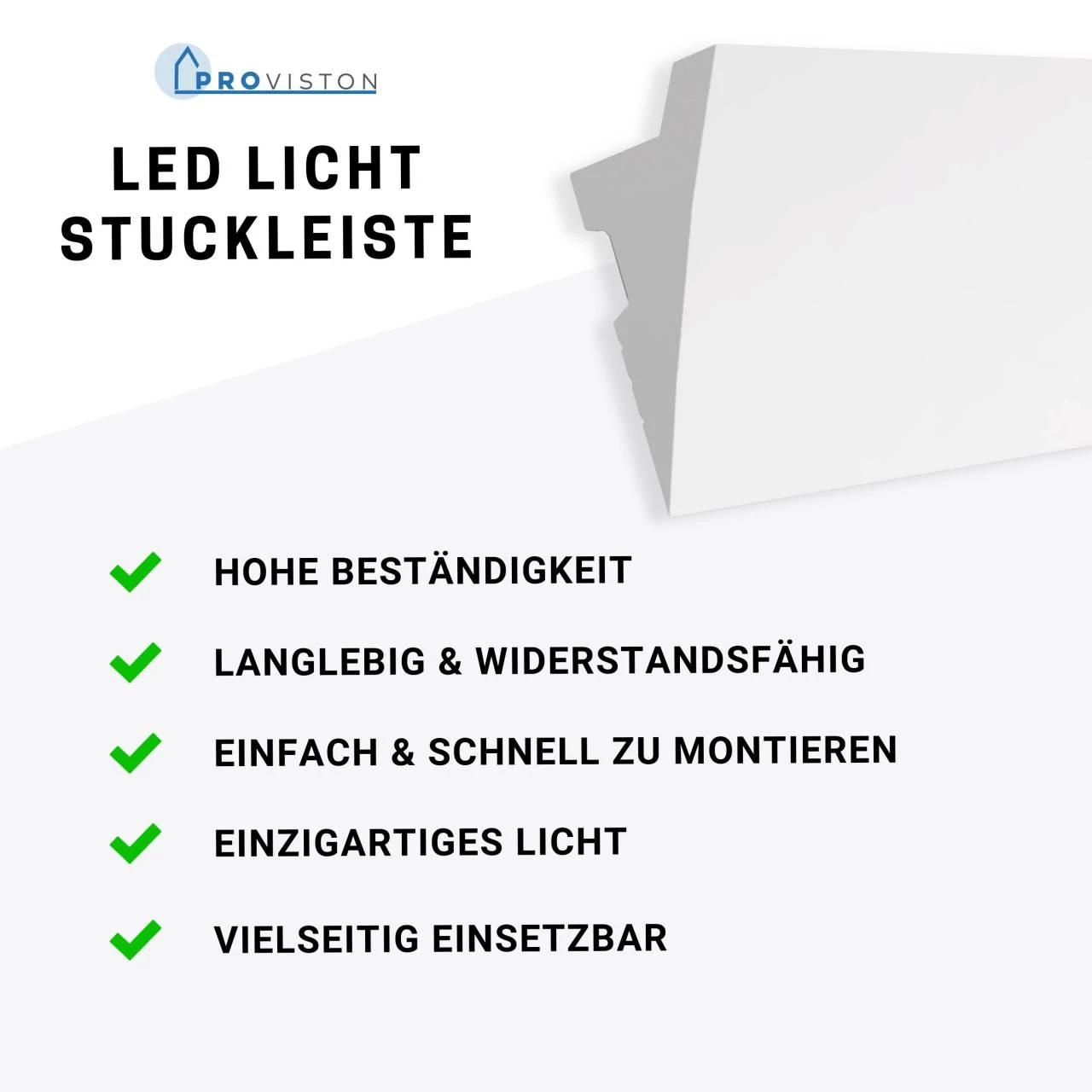 PROVISTON Licht Stuckleiste Kunststoff Weiß | 38 X 70 X 2000 Mm Moderne Lichtleiste Für Die Decke 11 PROVISTON Licht Stuckleiste Kunststoff Weiß | 38 X 70 X 2000 Mm Moderne Lichtleiste Für Die Decke – Bild 9