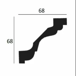 Elite Decor | Stuckleiste P819| Polyurethan | 68 X 68 X 2000 Mm | Styropor Deckenleiste | Weiß -Profistuck Verkäufe P819 Querschnitt 1280x1280