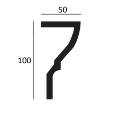 Elite Decor | Stuckleiste P889| Polyurethan | 100 X 50 X 2000 Mm | Styropor Deckenleiste | Weiß -Profistuck Verkäufe P889 Querschnitt 1280x1280