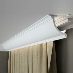 PROVISTON | Vorhangleiste "RM027" | 110 X 110 X 2000 Mm | Weiß | Stuckleiste | LED Lichtleiste