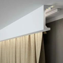 PROVISTON | Vorhangleiste "RM046T" | 50 X 120 X 2000 Mm | Weiß | Stuckleiste | Lichtleiste | Modern
