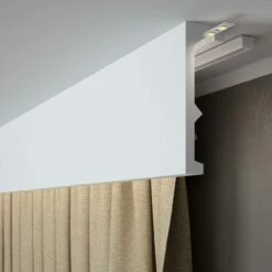 PROVISTON | Vorhangleiste "RM056T" | 55 X 180 X 2000 Mm | Weiß | Stuckleiste | Lichtleiste | Modern