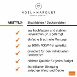 NMC Stuckleiste "Omsk" | Z52 ARSTYL® Deckenleiste | 75 X 75 X 2000 Mm | Polyurethan | Weiß -Profistuck Verkäufe USP Arstyl StuckleistenSARIlIETarWsM 1280x1280