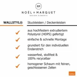 NMC Zierleiste "Turin" | WD3 WALLSTYL® Wandleiste | 15 X 70 X 2000 Mm | Polystyrol | Weiß -Profistuck Verkäufe USP Wallstyl StuckleistensXyzQWOIEQnsO 1280x1280 10