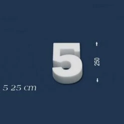 Wiesemann | Deko Zahl "5" | Polystyrol | Höhe: 250 Mm | Styropor Zahl | 3D Zahl