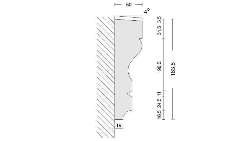 Wiesemann | Fassadenprofil "FP23-b" | Fassadenstuck | 50 X 183.5 X 2000 Mm | Beschichtet 4 Wiesemann | Fassadenprofil "FP23-b" | Fassadenstuck | 50 X 183.5 X 2000 Mm | Beschichtet – Bild 2