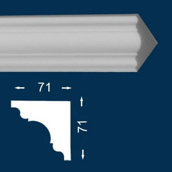 Wiesemann | Vorhangleiste "Frankfurt 18" | Polystyrol | 71 X 71 X 2000 Mm | Deckenleiste | Weiß 4 Wiesemann | Vorhangleiste "Frankfurt 18" | Polystyrol | 71 X 71 X 2000 Mm | Deckenleiste | Weiß – Bild 2