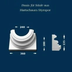 Wiesemann | Säulenbasis "SB12" | Polystyrol | 360 X 240 Mm | Säulenfuß | Styroporsäule | Dekosäule