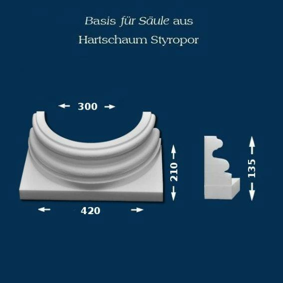 Wiesemann | Säulenbasis "SB18" | Polystyrol | 420 X 300 Mm | Säulenfuß | Styroporsäule | Dekosäule 3 Wiesemann | Säulenbasis "SB18" | Polystyrol | 420 X 300 Mm | Säulenfuß | Styroporsäule | Dekosäule