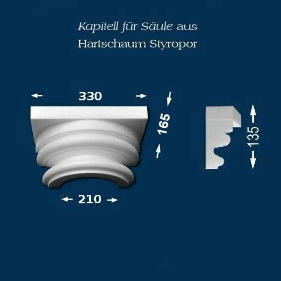 Wiesemann | Säulenkapitell SK9-1" | Polystyrol | 330 X 210 Mm | Dekosäule | Zierelement Stucksäule 3 Wiesemann | Säulenkapitell SK9-1" | Polystyrol | 330 X 210 Mm | Dekosäule | Zierelement Stucksäule