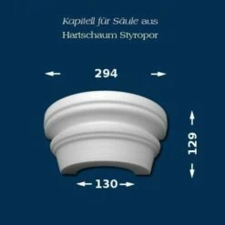 Wiesemann | Säulenkapitell SK1-2" | Polystyrol | 294 X 130 Mm | Dekosäule | Zierelement Stucksäule
