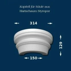 Wiesemann | Säulenkapitell SK3-2" | Polystyrol | 314 X 150 Mm | Dekosäule | Zierelement Stucksäule