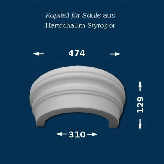 Wiesemann | Säulenkapitell SK19-2" | Polystyrol | 474 X 310 Mm | Dekosäule | Zierelement Stucksäule 3 Wiesemann | Säulenkapitell SK19-2" | Polystyrol | 474 X 310 Mm | Dekosäule | Zierelement Stucksäule
