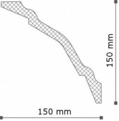 NMC Stuckleiste "Bukarest" | WT24 WALLSTYL® Deckenleiste | 150 X 150 X 2000 Mm | Polystyrol | Weiß -Profistuck Verkäufe stuckleiste wt24 skizze 1280x1280